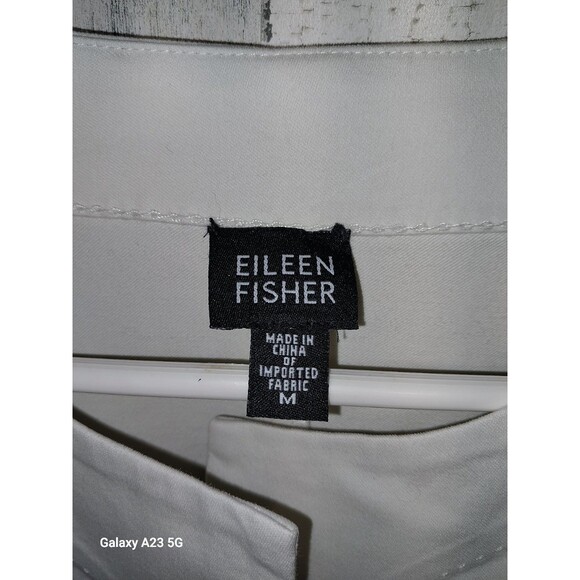 Eileen Fisher Bone Round Neck Jacket Size Medium Cotton Button - Picture 4 of 7